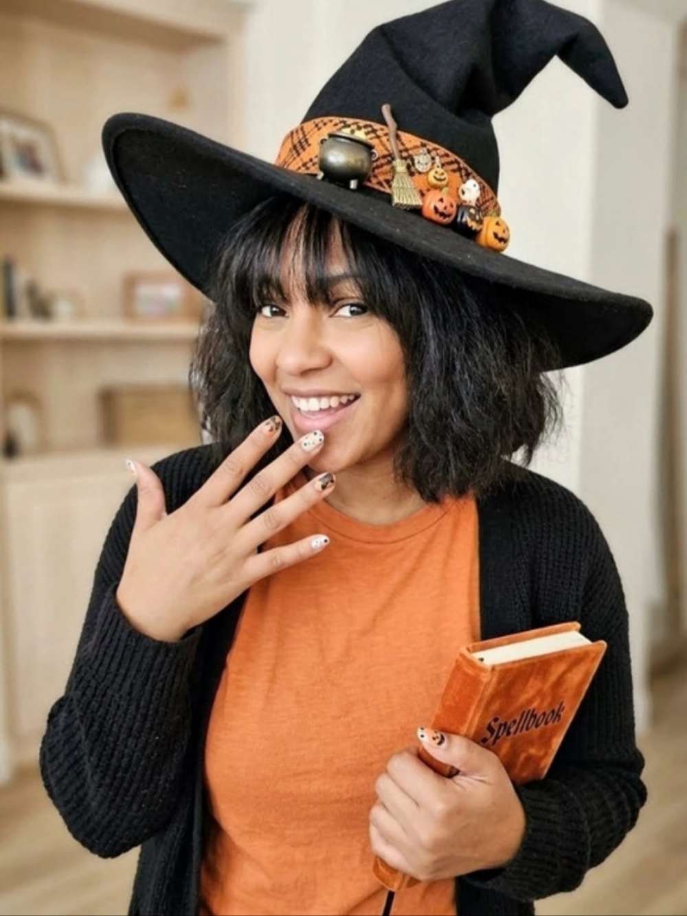 NEW Magic Fingertips Halloween Press-On Nails Orange & White
